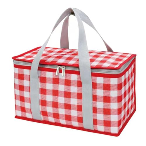 DIELOVEHUA Picknicktasche, Thermotasche, Kühltasche mit Reißverschluss, Wiederverwendbar, Kühltasche Klappbare, für Outdoor Camping, Picknick, Strand, Einkaufen - Rot
