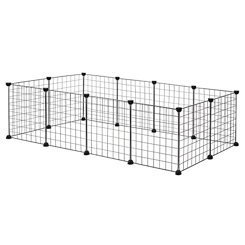 EUGAD Freigehege für Kaninchen 36cm hoch Indoor, Freilaufgehege Kaninchen draußen, Meerschweinchen gehege innen, Kleintiergehege Metallgitter, Gehege für Kleintiere DIY 142x36x72cm L