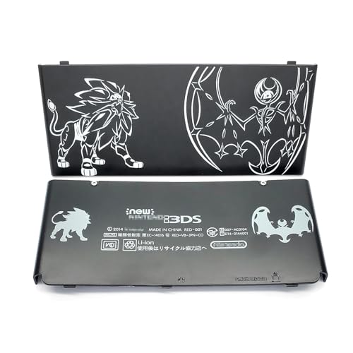 Limited for New3DS Extra Faceplate Shell Replacement Shells PKM Ultra Sun & Moon Edition, for New 3DS Small Handheld Console, DIY Outer Front & Back Cover Plates Black Backplate A/E 2 PCS