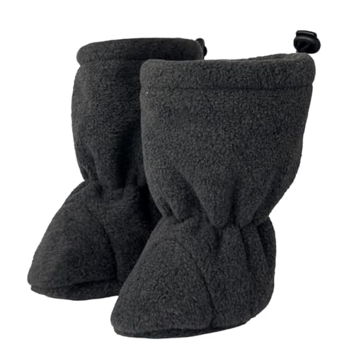 Hoppediz Baby Booties aus Fleece, warme Baby Winterschuhe 6-12 Monate, anthrazit 18-21