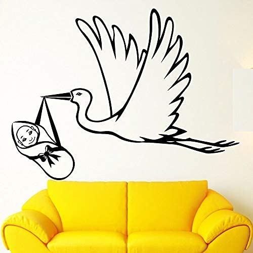 Wandaufkleber Storch Baby Geburt Geburtsklinik Familie Vinyl Wandtattoo Kinderzimmer Kinderzimmer Babyzimmer Home Decoration 42X55Cm