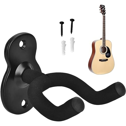 Gitarrenhalterung, Gitarren Wandhalterung, Gitarrenhalter für Die Wand, Universal Gitarren-Wandhalter Schwarz, Gitarren Wandhalterung für Akustikgitarre, Klassische Gitarre, E-Gitarre, Bass, Ukulele