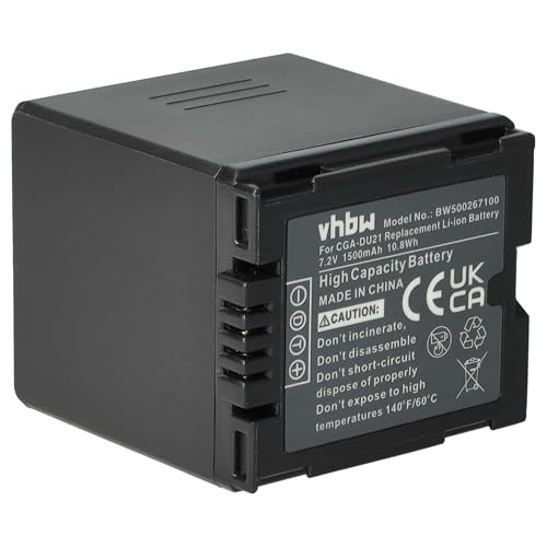 vhbw Akku kompatibel mit Panasonic NV-GS10, NV-GS17, NV-GS17EG, NV-GS21, NV-GS22, NV-GS27, NV-GS30, NV-GS33 Videokamera Camcorder (1500 mAh, 7,2 V, Li-Ion)