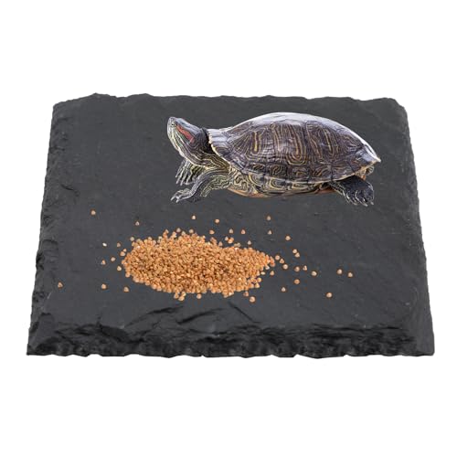 Kasoud Schildkröten-Steinplatte, 2 Stück, Schildkröten-Schiefer-Serviertablett, Reptilien-Sonnenplattform für Steaks, Gebäck, Aquarium-Schiefermatte, Reptilien-Lebensraum-Plattform und Futtertablett