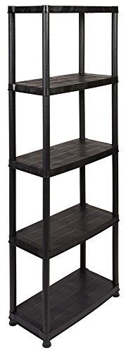 Kreher Kunststoffregal, Steckregal mit fünf soliden Böden, belastbar mit bis zu 25 kg pro Boden. Maße 61 x 30,5 x 170 cm. TÜV GS