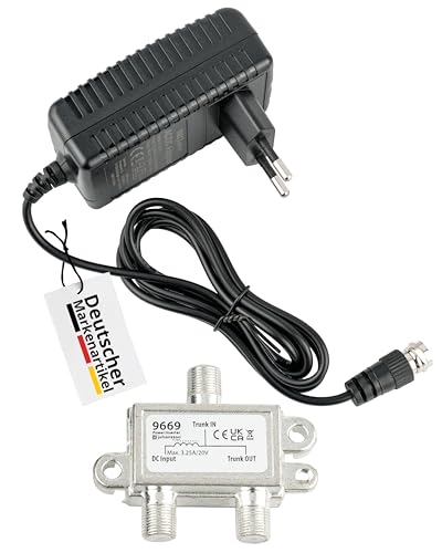 maxx.onLine Netzteil 18V 1.6A mit F-Stecker & Power Inserter, Universalnetzteil DC für Sat- & unicable Multischalter Aller Art, LNB Stromversorgung