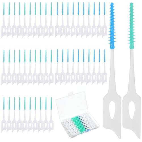 300 Stück Interdentalbürsten,Ymapinc Einweg Zahnseide Stick Blau Grün Zahnreinigung Zwischenräume Zwischenraumbürsten Interdentalbürste Zahnsticks für Die Reinigung Der Zähne
