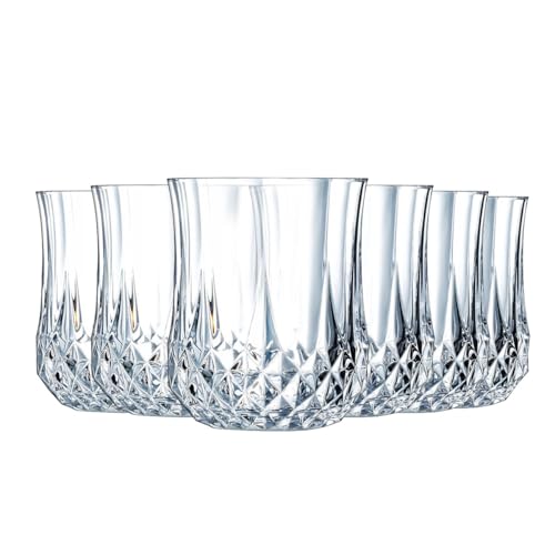 Cristal d'Arques Paris Longchamp - Gläser hoch 23 cl - 6 Stück - aus Krysta Kristallglas - für Wasser, Säfte und andere Softs - Glanz, Transparenz und hohe Widerstandsfähigkeit
