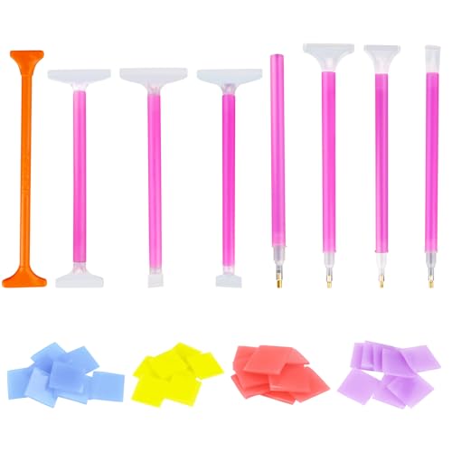 HJJMN 8 Stück Diamantmalerei Stift Kunststoff, Kunststoff Diamond Malstift mit 4 Farben Kleber Ton, Diamond Art Painting Zubehör Stifte Set, Diamant Malerei Stift Set für Kunst Handwerk