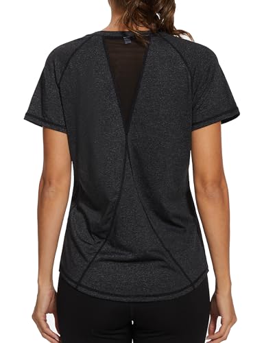 Gyabnw Sport Shirts für Damen Fitness Sportshirt Gym Oberteile Kurzarm Funktionsshirt Locker Sommer Yoga Top