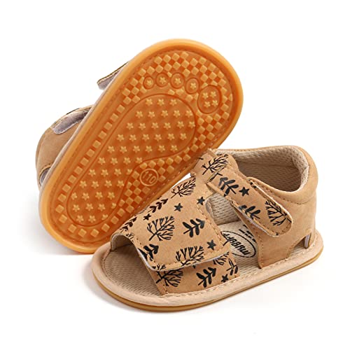 RVROVIC Baby Jungen Mädchen Sandalen Premium Weiche Anti-Rutsch Gummisohle Säugling Sommer Outdoor Schuhe Kleinkind Erste Walker,8-Blattbraun, 12-18 Monate