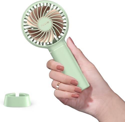 Funme Mini Handventilator, 2023 Neu Mini Tragbarer Ventilator Persönlicher Klein Lüfter Exquisit mit 3350 Akku und 17 Stunde Aufladbarem Batterie für Mädchen Schminken Büro Reisen und Zuhause Grün