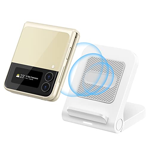 Galaxy Z Flip Kabelloses Ladegerät,Galaxy Z Flip 3/4 Fast Wireless Charger Stand, 15W Wireless Charger Kompatibel mit Galaxy Z Flip 4/Z Flip 3/Z Flip 5G, Platzsparend, Einfach zu Transportieren,Weiß
