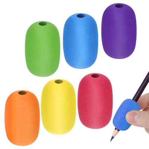 AHQiZFX 6 Stk Schreibhilfe für Stift Kinder,Grip Schreiblernstift,Stifthalter Kinder Hilfe,Bleistiftgriffe,Grip Stiftehalter,Griffhalter Bleistift für Kinder Kindergarten Erwachsene Linkshänder-Rechts