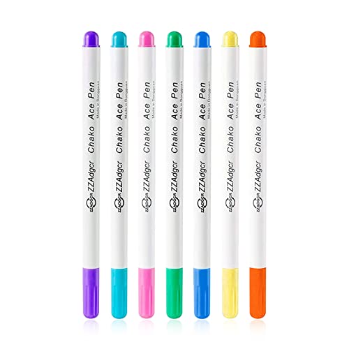 Schneiderkreide,Stoff Trickmarker,7PCS Wasserlöslicher Stift für Stoff,Wasser löschbaren Stoff Markierstifte zum Kreuzstich Nähen Stickerei von Kleidungsstücken,Verschwinden Tinte Stoff Markierstifte
