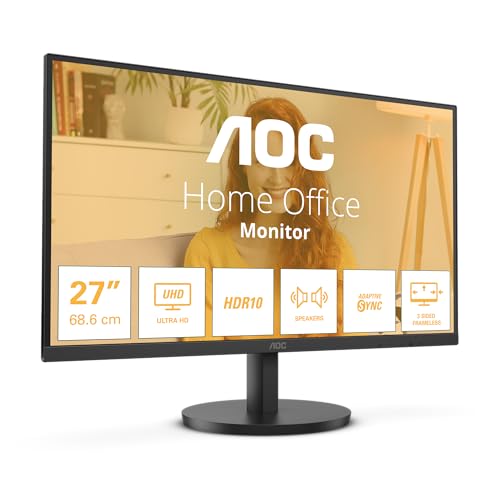 AOC U27B3A - 27 Zoll UHD Monitor, Lautsprecher, HDR10 (3840x2160, 60 Hertz, HDMI 2.0, DisplayPort 1.4) schwarz