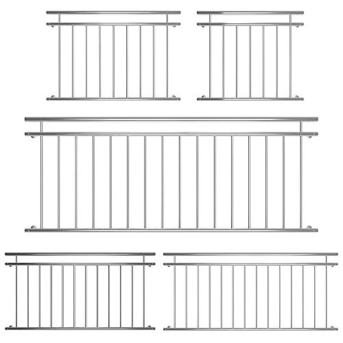 Melko Französischer Balkon Geländer 90x225 Stabgeländer Edelstahl V2A Fenstergeländer außen Terrassengeländer
