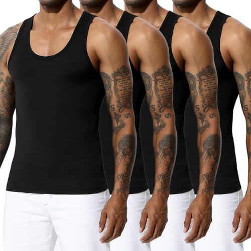 Casey Kevin Unterhemd Herren 4er Pack Tank Top Männer Ärmellos Tanktop für Herren