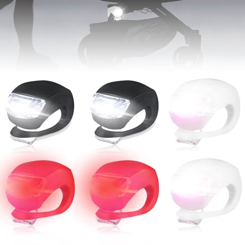 6 Stück Kinderwagen Licht: LED Kinderwagenlicht mit 3 Leuchtfunktionen, Kinderwagen licht Wasserdichte, Silikon Buggylicht Silikonleuchten für Kinderwagen, Outdoor, Läufer, Jogger