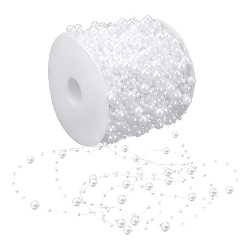 30 M Perlengirlande, Perlenband, Perlenschnur, Angelschnur Perlengirlande, Perlenkettengirlande, Perlenkette, für Weihnachtsbaumdekoration, Haarschmuck, Hochzeit, Party