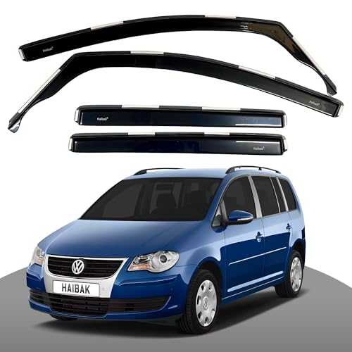 Haibak Windabweiser-Set, kompatibel mit VW Touran MK1 oder MK2 2003–2015, 5-Türer, MPV, getönt, 4 Stück in Kanalmontage