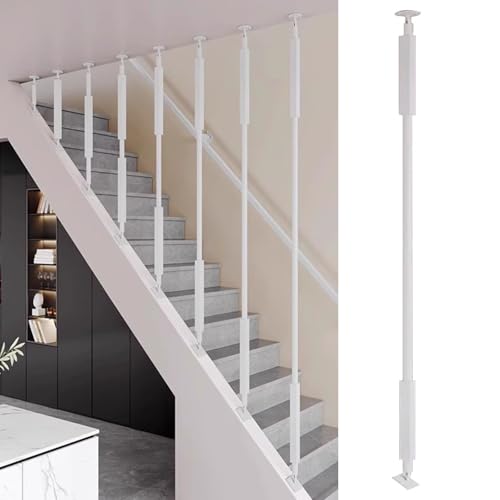Verstellbare Treppengeländer aus Eisen, individuelle Stile und Größen, universeller Metallpfosten mit Halterung, weiß, 70 cm, für gerade und abgewinkelte Treppen und stilvolle Geländer-Lösung