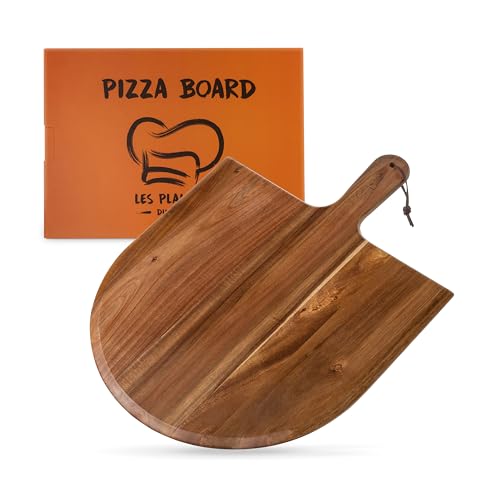 Les Plaisirs du Chef - XXL Pizzabrett aus Premium-Akazienholz (16") – Ideal zum Zubereiten oder Servieren von Pizzen