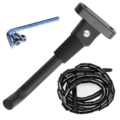 GTIWUNG Scooter Ständer Standfuß, Scooter Kickstand, Scooter-Parkständer, Fußstützenhalterung​, Rollerständer, 1M Flexibler Spiralschlauch Kabelorganisation, Schwarz