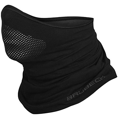 BRUBECK X-Pro Halbe Sturmhaube | Herren | Damen | Klimaregulierend | Gesichtsmaske | Sturmmaske | Funktionskleidung | Atmungsaktiv | Anti-allergisch | Antibakteriell (Schwarz, L - XL)