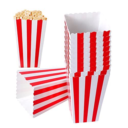 Yoosso 20 Stück Popcorn Boxen, Popcorn Tüten Rot & Weiß Gestreiften Popcorn Tüten Süßigkeiten Behälter Papier Kino Zubehör für Snacks Chips Popcorn Kekse Party Hochzeit