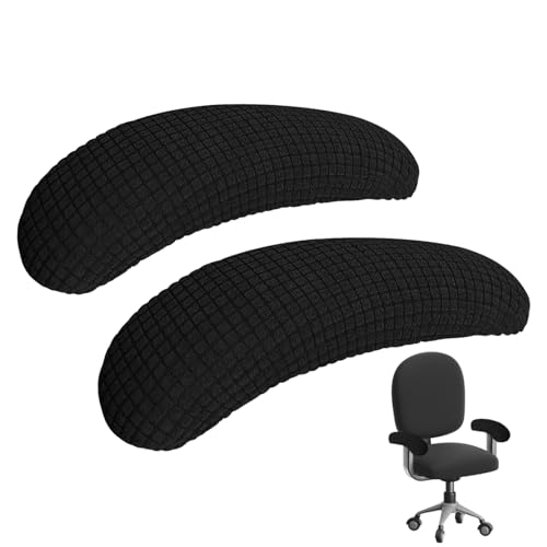 2 Stück Armlehnen Polster,Bürostuhl Bezug,Bürostuhl-Armlehnenbezug,Arm Armlehne Abdeckungen,dehnbar Polyester Bürostuhl Schutz Abdeckungen für Armlehnen, Armlehnenschutz für Bürostühle (schwarz)