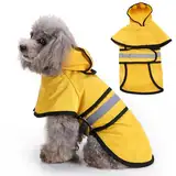 Regenmantel Hund,Reflektierender Wasserdichter Hunde-Regenmantel,Hunderegenmantel Wasserdicht,Regencape Hund mit Kapuze,Geeignet für Kleine Bis MittelgroßE Hunde (Gelb L)