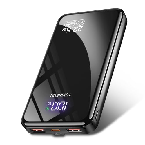 Power Bank 20000 mAh PD3.0 QC4.0 Schnellladung externer Akku 3A USB C tragbares Ladegerät mit LCD Digitalanzeige 3 Ausgänge und 2 Eingänge für Smartphone, Tablet (001)