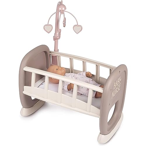 Smoby Toys - Baby Nurse Puppenwiege mit Mobile - Puppenbett mit Wippfunktion für Puppen bis 42 cm - Puppenzubehör für Kinder ab 18 Monaten
