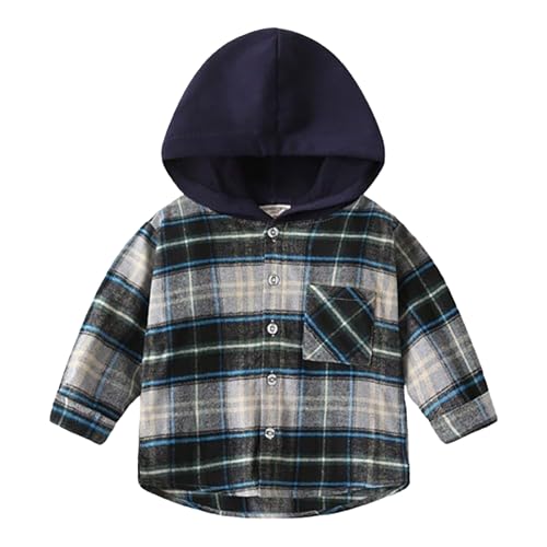 biJerou Anstecker Biene Kariertes Hemd Top Jacke Winterjacke Kinder 98 (Navy, 18-24 Months)