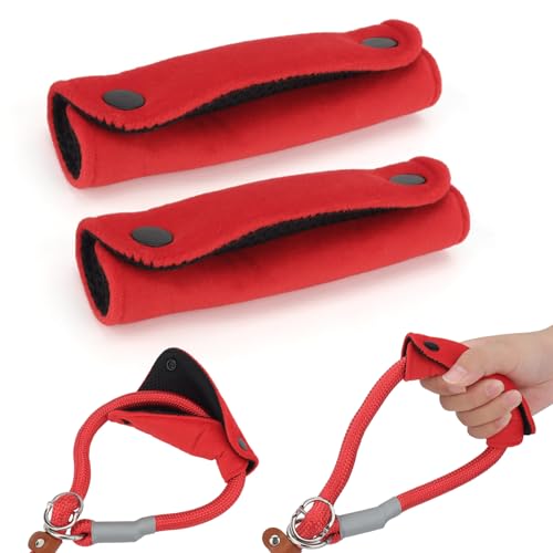 TONYFY 2PCS Grip Handle Sleeve - Weiche Hundeleine Wrap - Samt & Polyester Mesh Sorgen für bequemen Grip - Handle Sleeve Schutzpolster für Hundeleine/Tasche/Krücken/Gepäckstücke Griff (Rot)