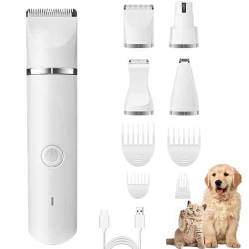 Dr Pfoten Multitrim Pro - Die Stressfreie 4-In-1 Hundeschermaschine, Pfotentrimmer für Hunde, Wiederaufladbar Hundeschermaschine Pfotentrimmer & Krallenschleifer für Pfoten, Ohren, Gesicht