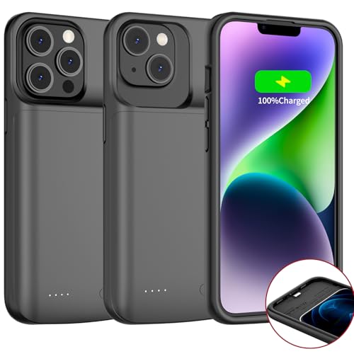 T.One Akku Hülle für iPhone 14/14Pro/13/13Pro, 6,1", 7000mAh Hohe Kapazität Zusatzakku Ladehülle Wiederaufladbare Schutzhülle Tragbare Power Bank Battery Case Akkuhülle für iPhone 14/14 Pro/13/13 Pro
