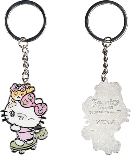 Konix Hello Kitty Schlüsselanhänger - 4 x 4 cm - Metall - Skateboard-Motiv