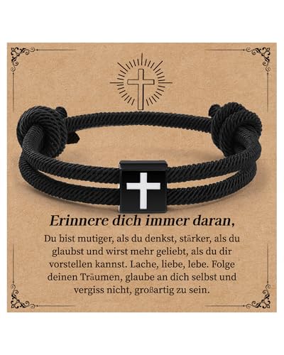 VU100 Kreuz Armband für Junge, Kommunion Geschenk Junge, konfirmationsgeschenk für Jungen Christliche Taufe Geburtstagsgeschenke für Teenager Sohn Enkel Konfirmation Erstkommunion Ostern Katholisch