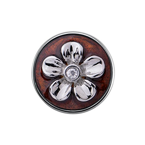 Quiges Damen Click Button 18mm Chunk Blume Braun für Druckknopf Zubehör