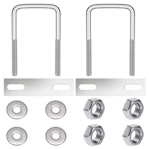 U Schrauben M8 U Bolzen Edelstahl U Bügelschraube mit Mutter Rahmenplatte Unterlegscheibe 50 mm Innenbreite für Rohr Befestigung 2 Stück M8 50x100mm