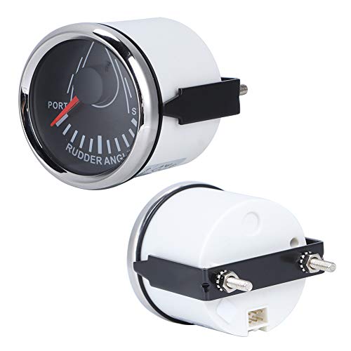 Dioche Ruderwinkelanzeige für Boote, Boote/Yachten 52mm Universal Ruderwinkelanzeige für Boote 0–190 Ohm Signal mit Rudersensor 9–32 V Hintergrundbeleuchtungsanzeige für Yachten, (Schwarz)