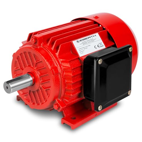 EBERTH Elektromotor 400V mit 1,5 kW Leistung, Drehstrommotor aus Aluminium, 3-Phasen, Drehzahl 2840 U/min., Stromstärke 3,4 A, Leistungsfaktor 0,95, Asynchronmotor für Einsatz in Industrie, 22 kg