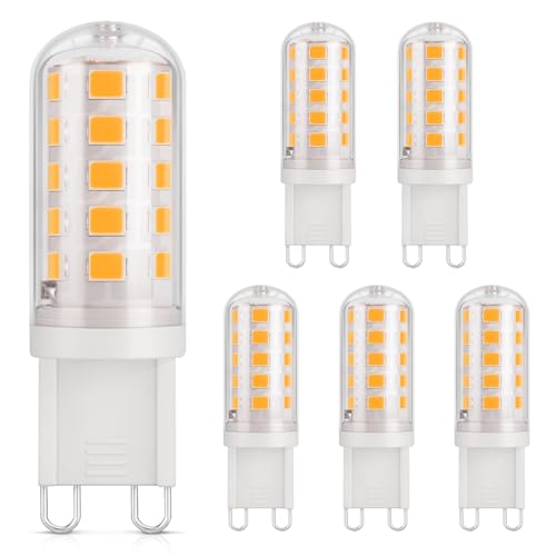 DiCUNO G9 LED Lampe warmweiß 2700K, LED Leuchtmittel 3W entspricht 30W-40W Halogenlampe, G9 Glühbirne 410 Lumen, kein Flackern, nicht dimmbar, Enegiesparende kleine Birne, 6er Pack