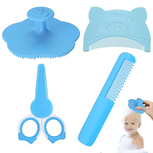 4 Stück Milchschorf Kamm,Kopfgneis Entfernen Baby,Schorfkamm Baby Set,Babybürste Neugeborene,Zum Sanften Massieren der Kopfhaut Ihres Neugeborenen,Milchschorf Baby Entfernen, Sicheren Materialien