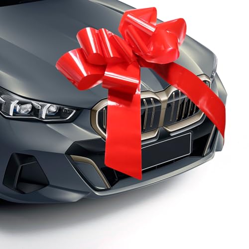 KASURE Pick-up-Auto Große Rote Schleife (76 cm / 30 In), Geschenkschleife Groß, Mit Saugnapf Und Band Große Schleife, Geschenkschleifen Zum Bewegen, Senden Von Segen, Geburtstag