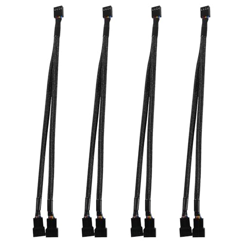 AITRIP PWM-Lüfter-Splitterkabel 1 zu 2 Konverter, schwarzes Gehäuse-Lüfter-Splitterkabel, Gehäuse-Lüfterstrom-Duplikator-Konverter, dualer Gehäuse-Lüfterstrom-Adapter, 10,6 Zoll (4Pack)