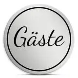 Gäste Schild rund, 7cm in silber, selbstklebend, wetterfestes Hinweisschild