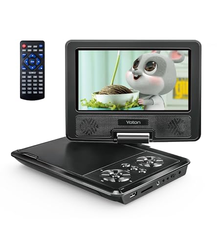 YOTON 9,5" Tragbarer DVD-Player für Kinder im Auto mit 7,5" HD-Schwenkbildschirm, Stereo-Lautsprechern, 6 Stunden Akkulaufzeit, Sync-TV/USB/SD-Karte-Unterstützung [Kein Blu-ray Support]